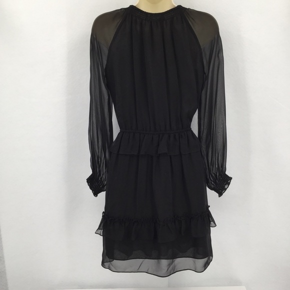 DVF Diane von Furstenberg Haven black silk sheer ruffle chiffon dress new S 4 6 - Picture 4 of 6
